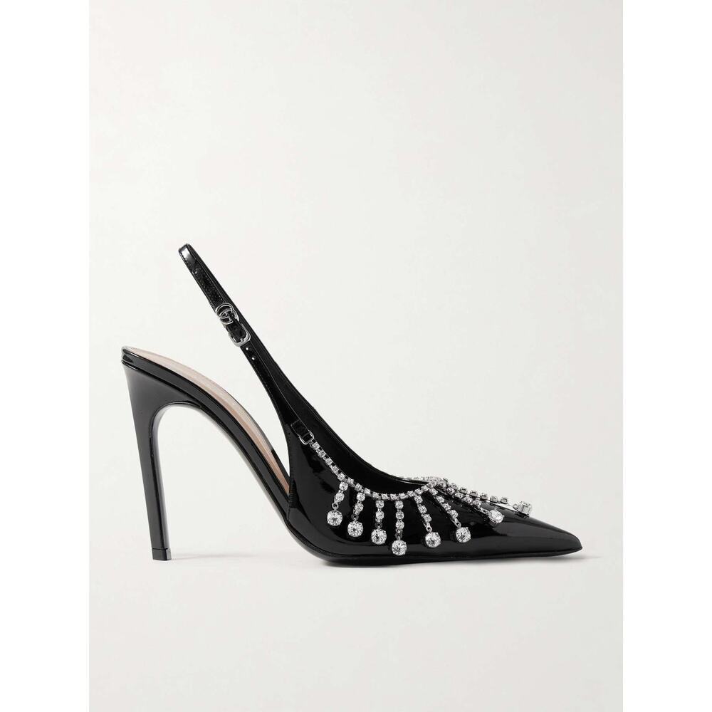 Gucci Guinevere Crystal Leather Slingback Stiletto Pumps NWT 37.5